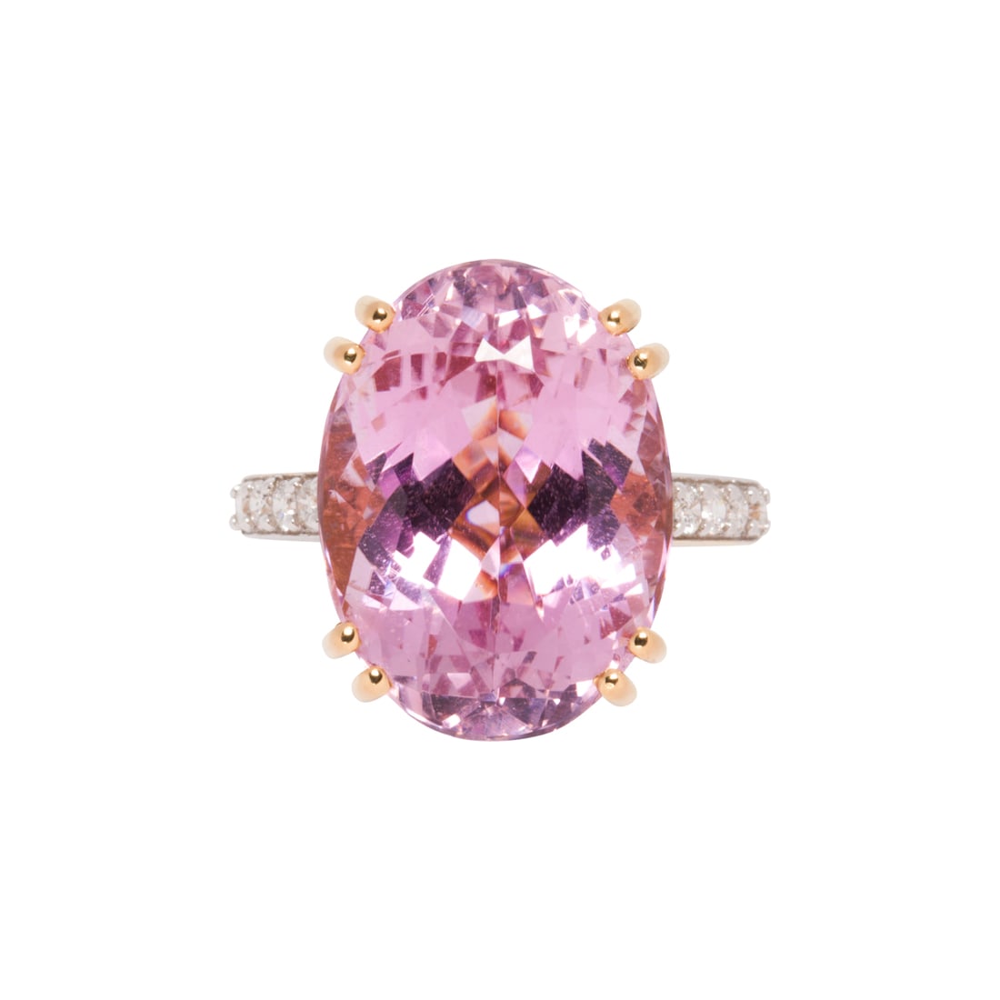 A KUNZITE, DIAMOND AND 18K GOLD