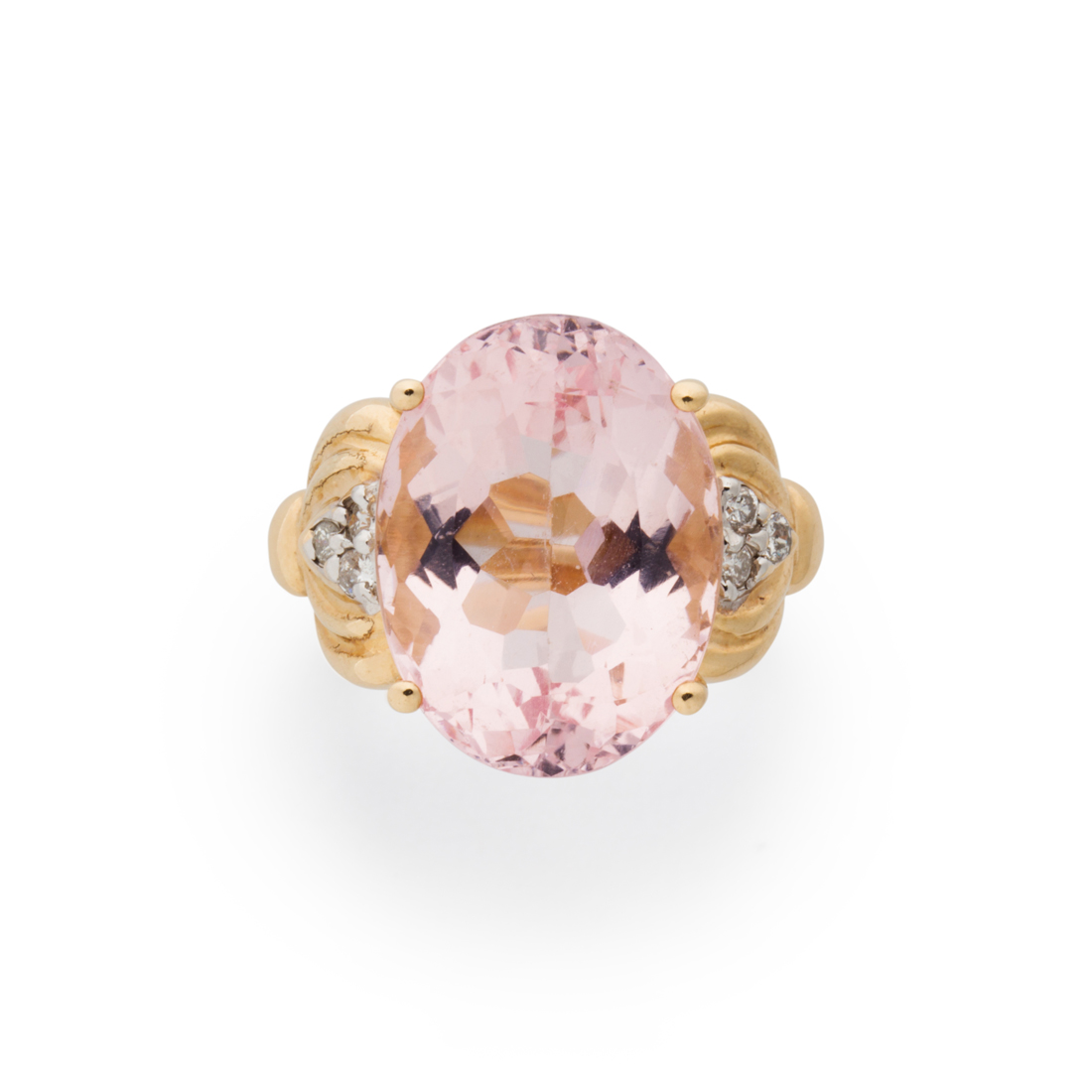 A KUNZITE, DIAMOND AND FOURTEEN