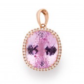 A KUNZITE, DIAMOND AND FOURTEE