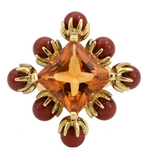 A LA PAGODE 18KT. CITRINE AGATE