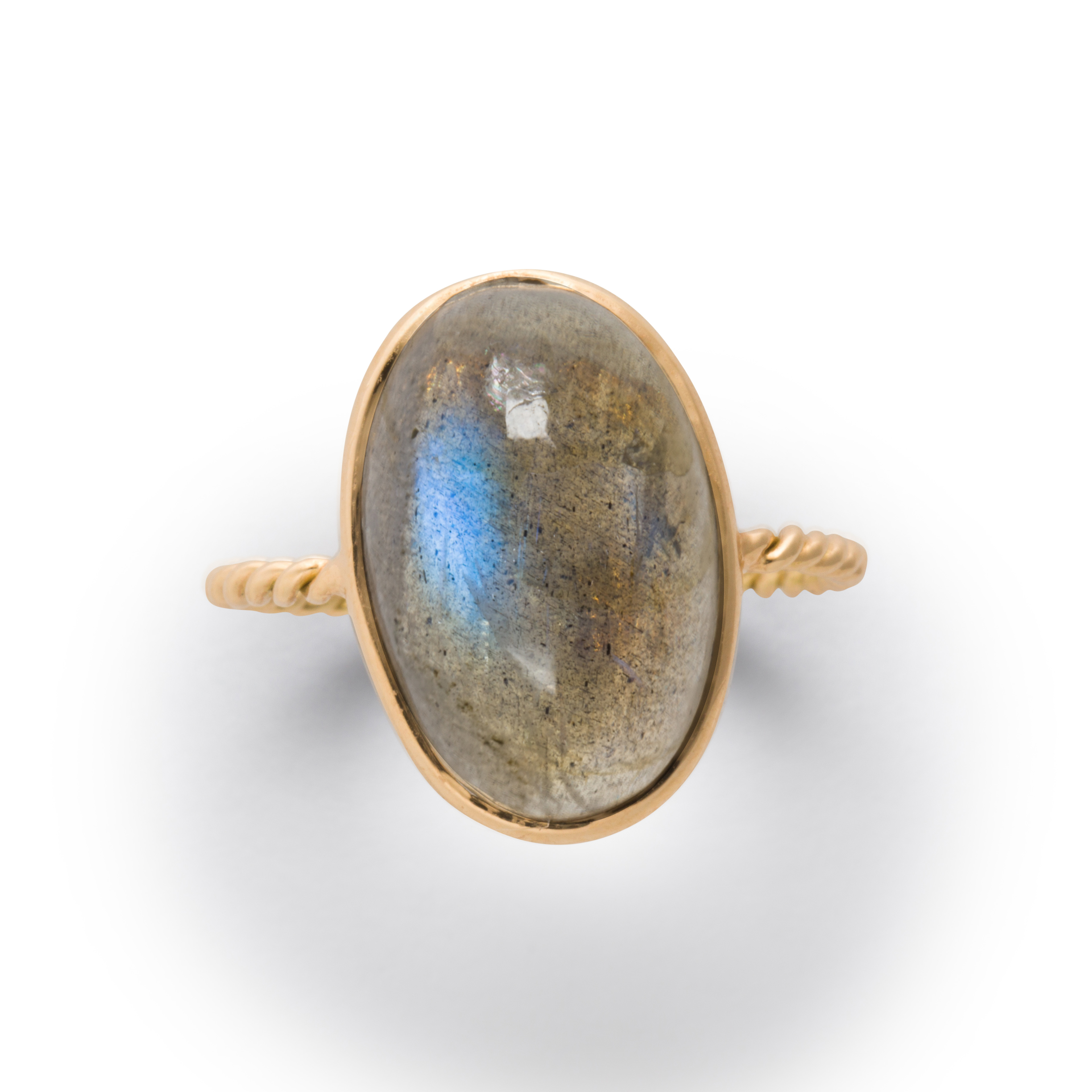 A LABRADORITE AND EIGHTEEN KARAT
