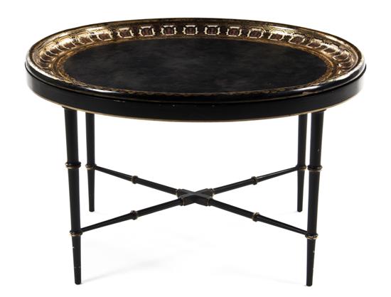 A Lacquered and Parcel Gilt Tray on