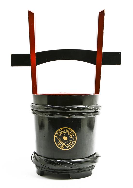 * A Lacquered Wood Champagne Bucket