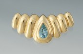 A Ladies' 14k Gold and Aquamar