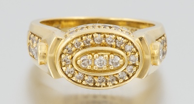 A Ladies' 18k Gold and Diamond Ring
