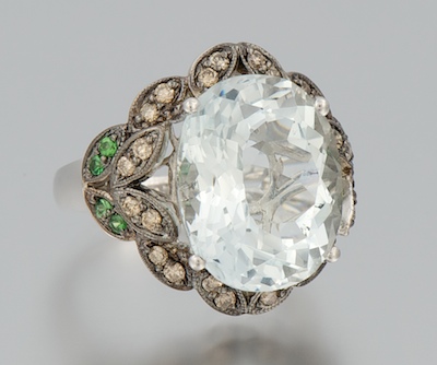 A Ladies' Aquamarine Diamond and