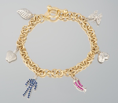 A Ladies' Cute Charm Bracelet 14k