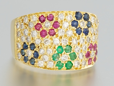 A Ladies' Diamond and Gemstone Ring