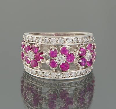 A Ladies' Diamond and Pink Sapphire