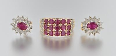 A Ladies' Diamond and Ruby Ring and