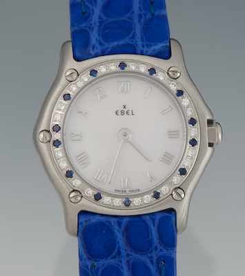 A Ladies' Diamond and Sapphire Dial