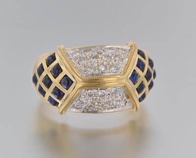 A Ladies' Diamond and Sapphire Ring