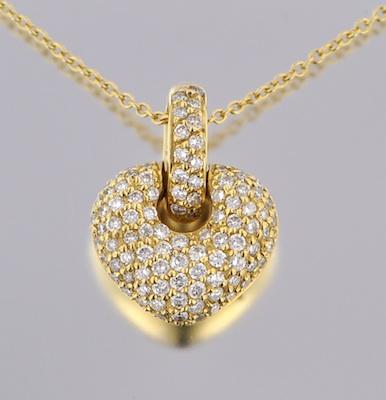 A Ladies' Diamond Heart Pendant 18k