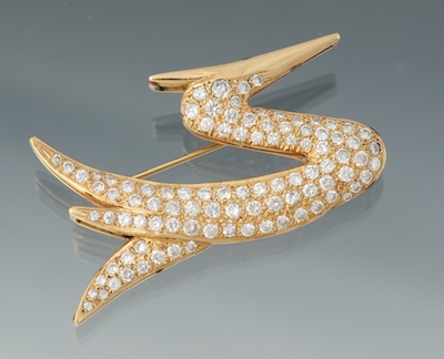 A Ladies' Diamond Swan Brooch