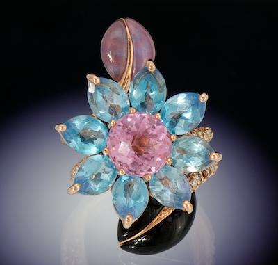 A Ladies' Gemstone Flower Form Ring