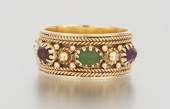 A Ladies' Gemstone Set Band 14