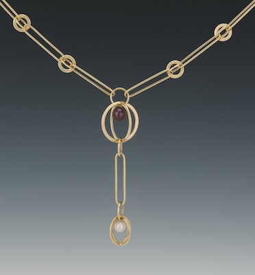 A Ladies' Gold and Pearl Necklace
