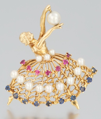 A Ladies' Gold Ballerina Brooch