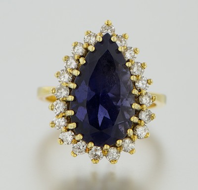 A Ladies' Iolite and Diamond Ring