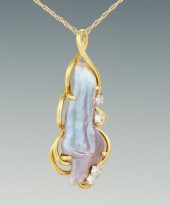 A Ladies' Keshi Pearl and Diam