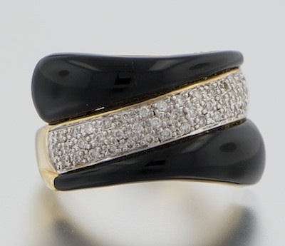 A Ladies' Onyx and Diamond Ring 14k