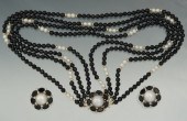 A Ladies' Onyx and Pearl Neckl