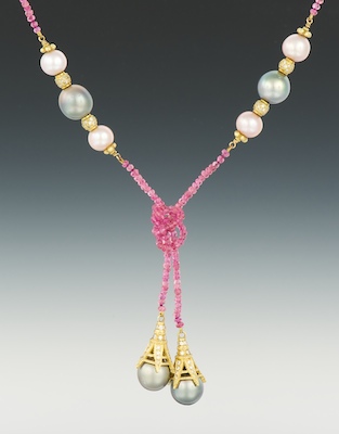 A Ladies' Pearl Diamond and Pink