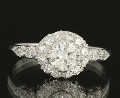 A Ladies' Platinum and Diamond Ring