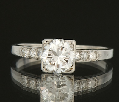 A Ladies' Platinum and Diamond Ring