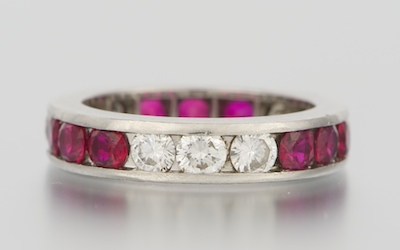A Ladies' Platinum Diamond and Ruby