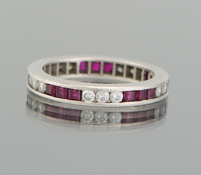 A Ladies' Platinum Diamond and Ruby