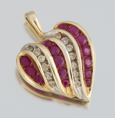 A Ladies' Ruby and Diamond Heart
