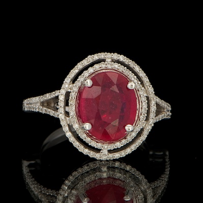 A Ladies' Ruby and Diamond Ring 14k