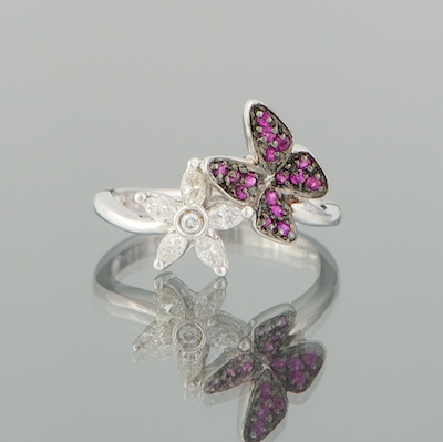 A Ladies' Ruby and Diamond Ring 18k
