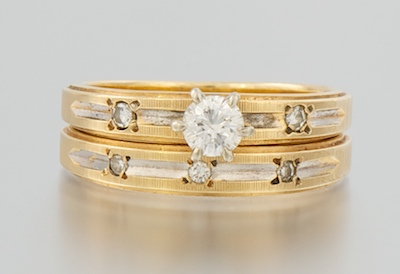 A Ladies' Vintage Wedding Set 14k