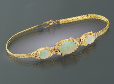 A Ladies' White Opal and Diamond