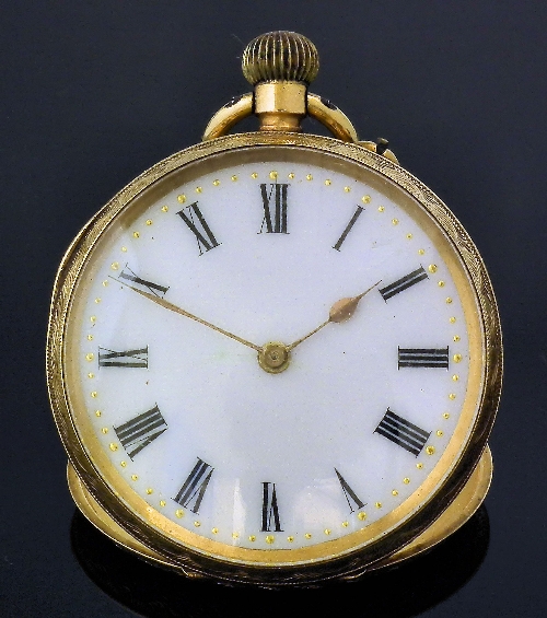 A lady's Swiss 18k gold open