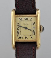 A Lady's Vermeil Tank Watch by