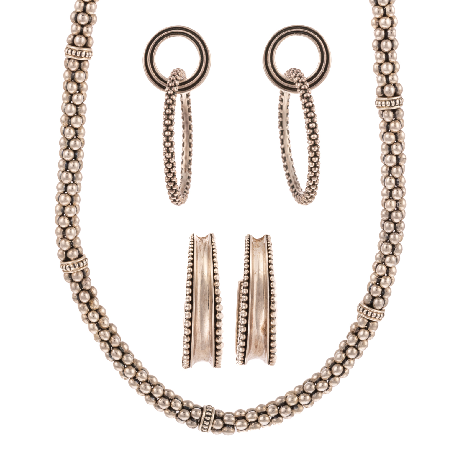 A LAGOS NECKLACE & TWO PAIRS OF