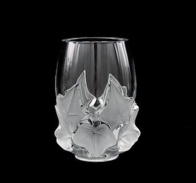 A Lalique 7" Leaf Vase Of
