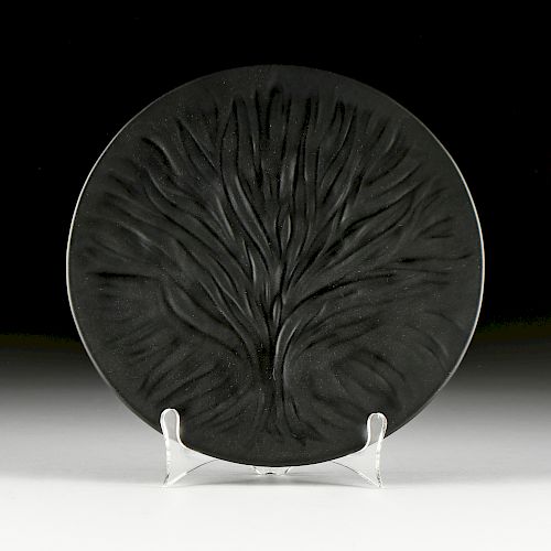 A LALIQUE BLACK CRYSTAL "ALGUES"