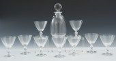 A Lalique Carafe and Nine Wine