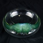 A LALIQUE COLORED AND CLEAR GL