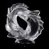 A LALIQUE DEUX POISSONS FROSTE