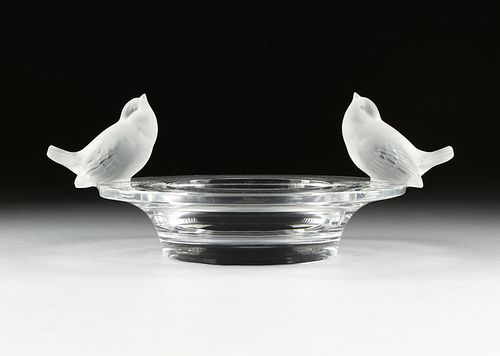 A LALIQUE FROSTED AND CLEAR TWO