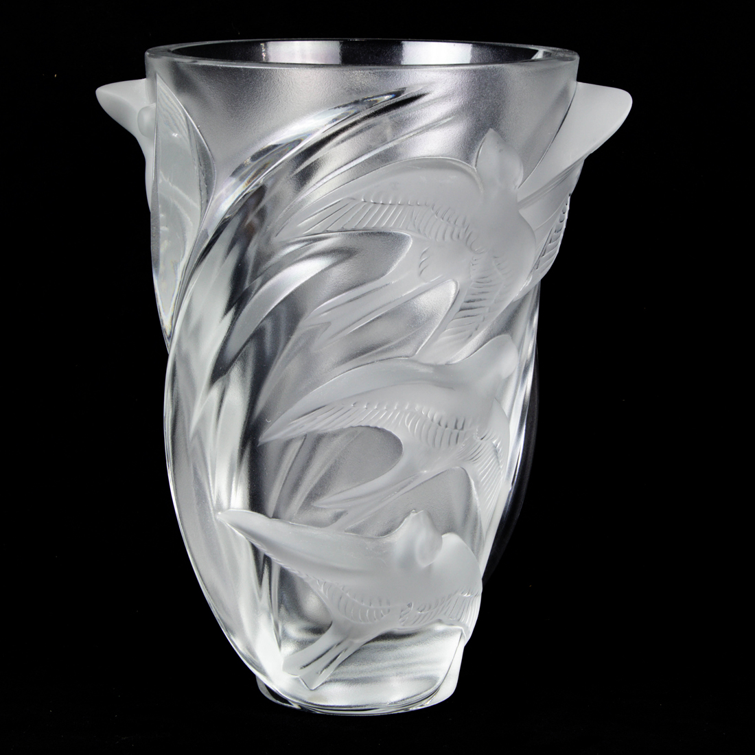 A LALIQUE FROSTED GLASS MARTINETS
