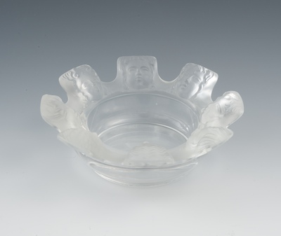 A Lalique Glass Ashtray Engraved