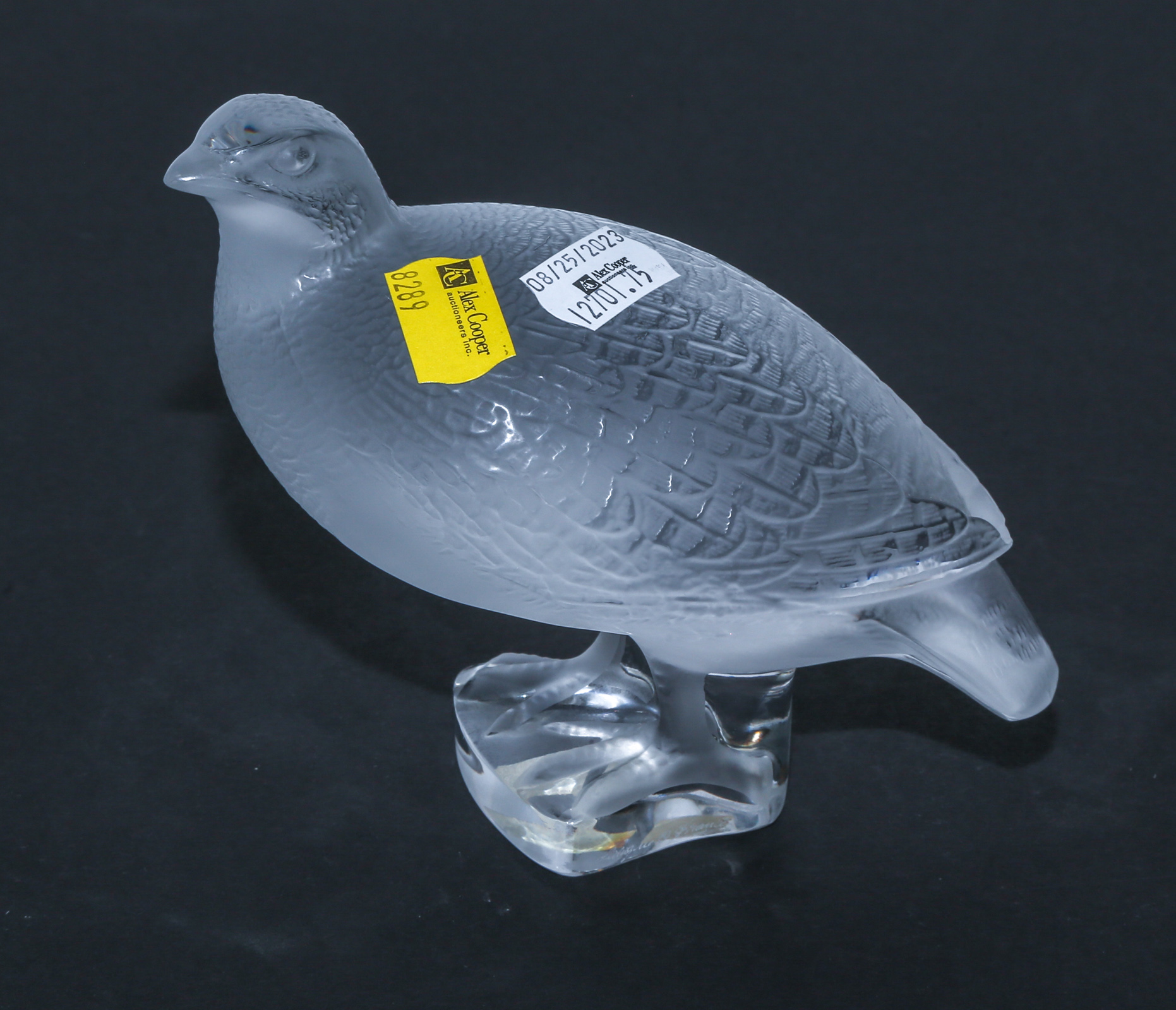 A LALIQUE GLASS BIRD "11612" marked