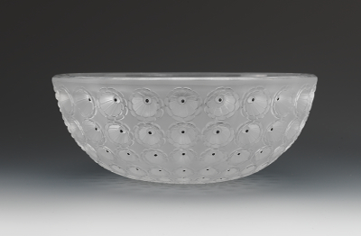 A Lalique Glass Bowl Heavy cast