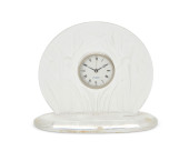 A LALIQUE GLASS "IRIS" CLOCK<b